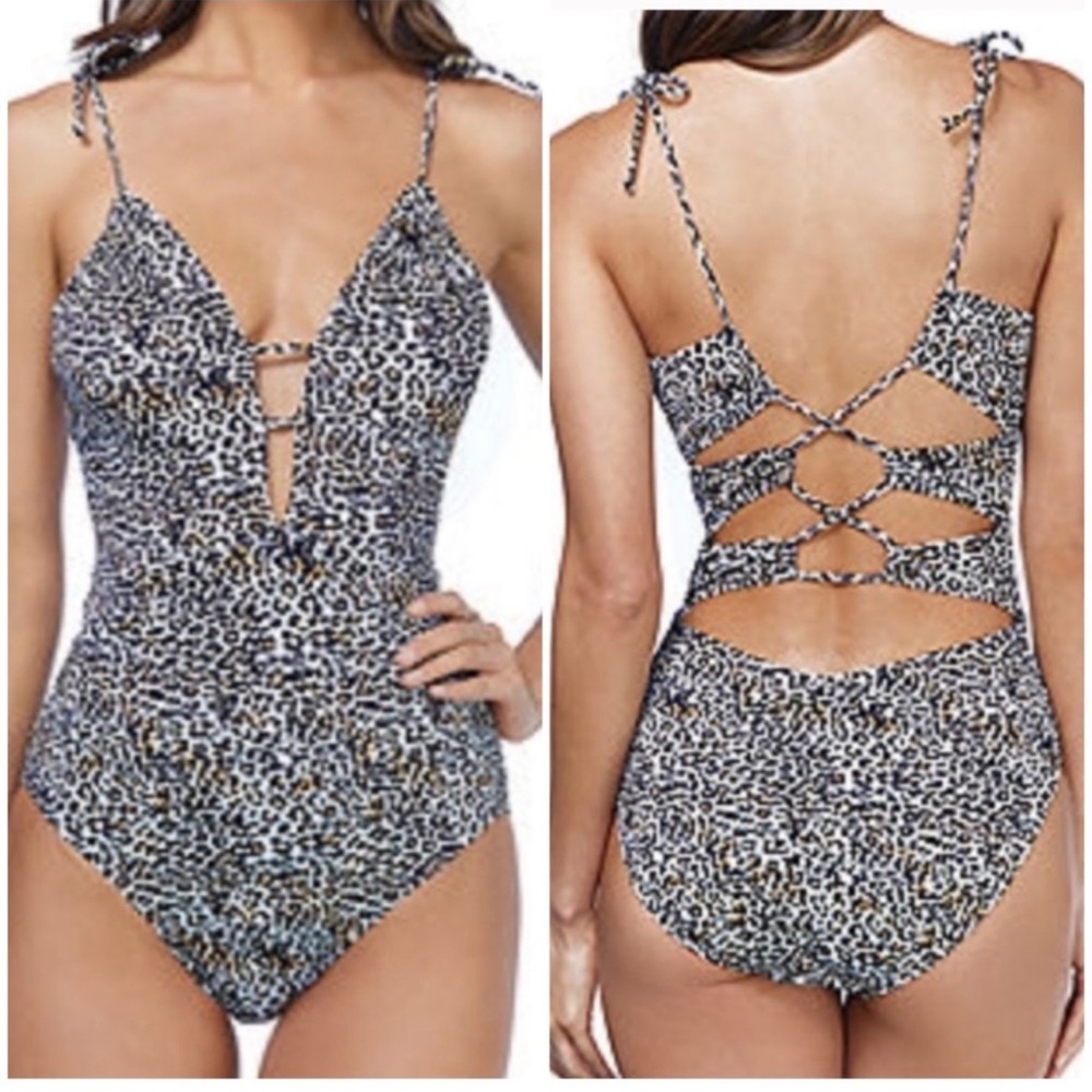 Ambrielle leopard print one piece swimsuit